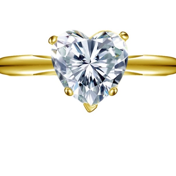 2.0 Ct Heart Diamond 14K Rose Yellow Ring - Picture 2 of 3